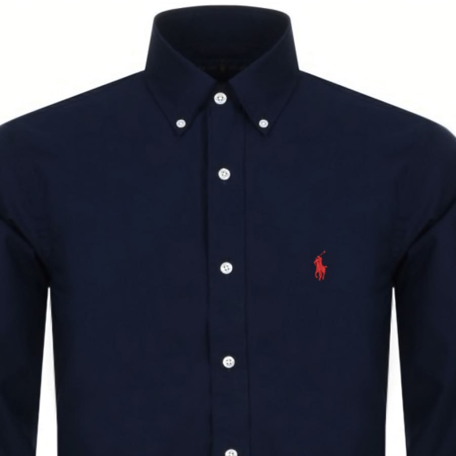 Alternative Image for ProductRalph Lauren Long Sleeved Slim Fit Shirt Navy2