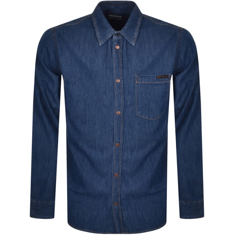 Alternative Image for ProductNudie Jeans Long Sleeved Albert Shirt Blue1