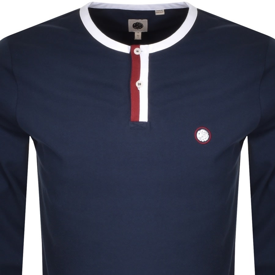 Alternative Image for ProductPretty Green Tilby Grandad Collar T Shirt Navy2