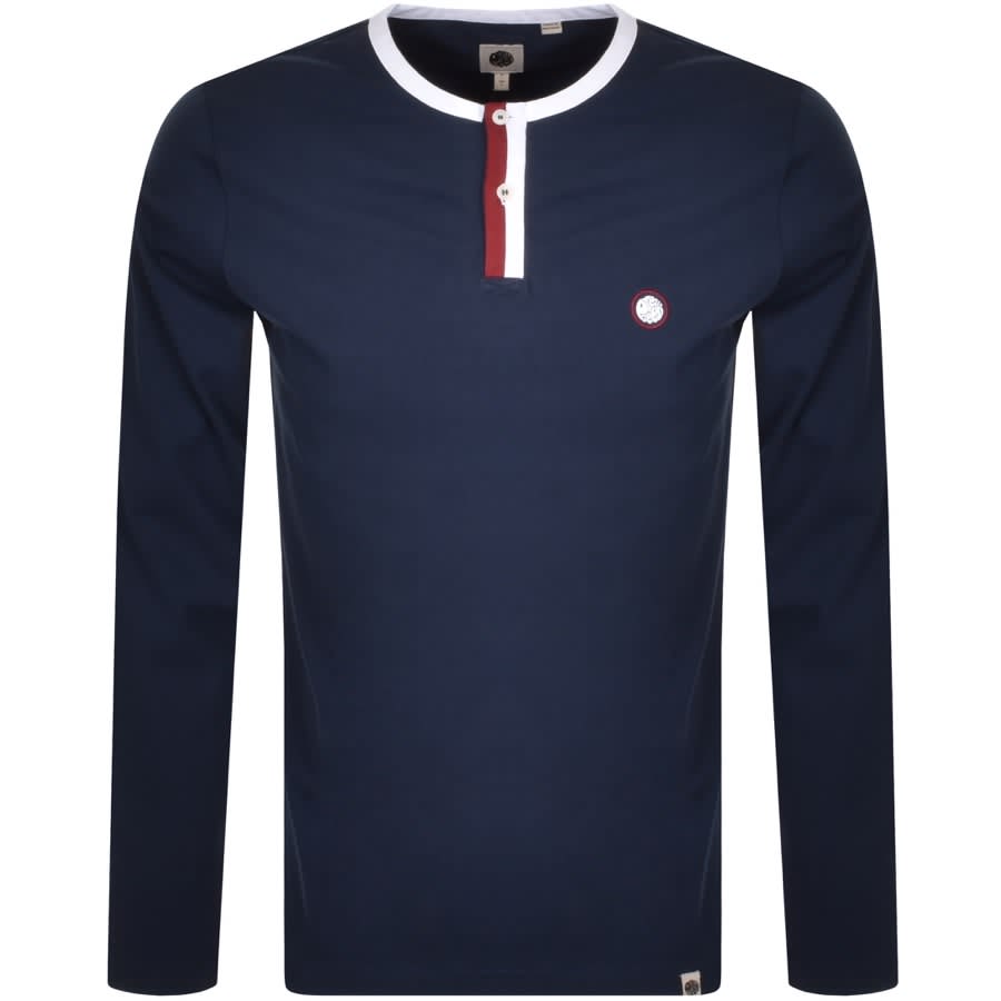 Alternative Image for ProductPretty Green Tilby Grandad Collar T Shirt Navy1