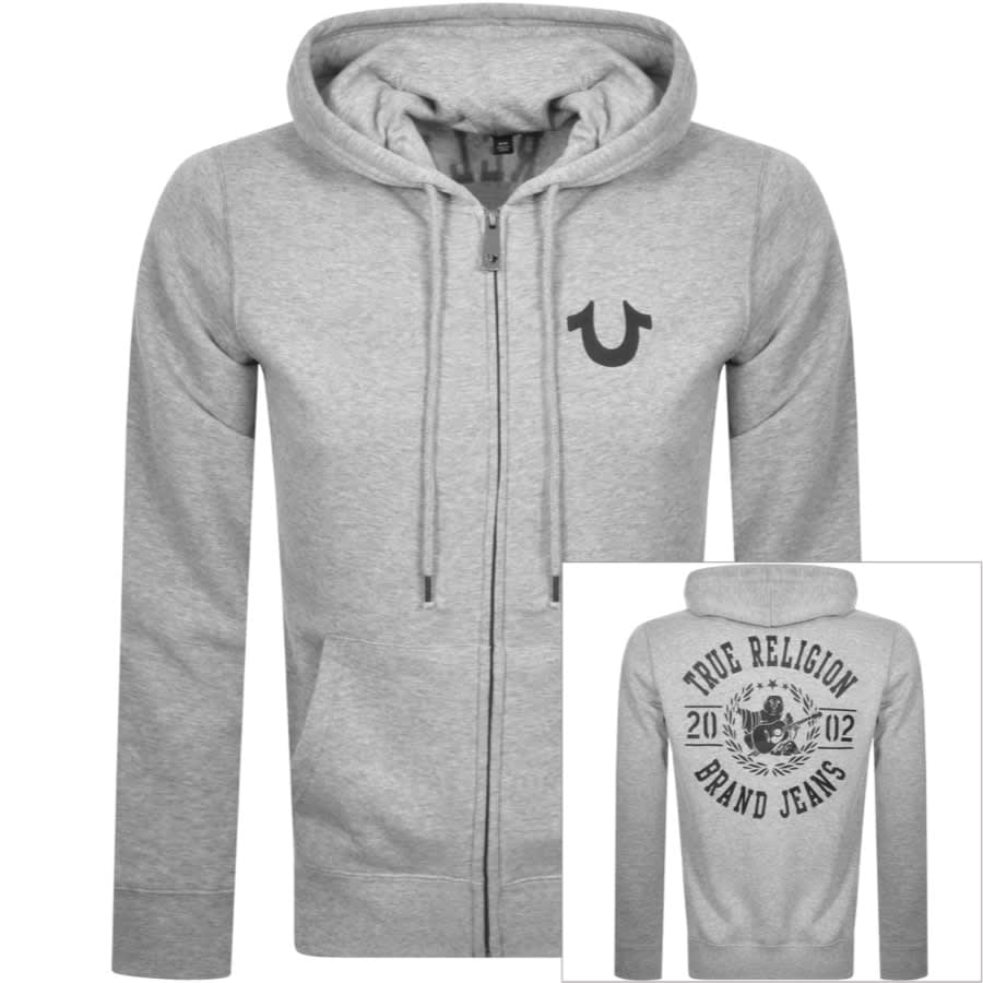 Alternative Image for ProductTrue Religion Logo Zip Hoodie Grey1
