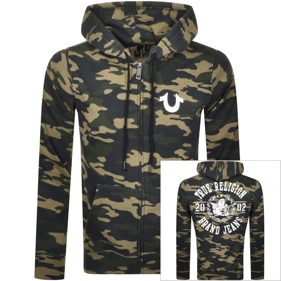 Alternative Image for ProductTrue Religion Camo Zip Hoodie Green1