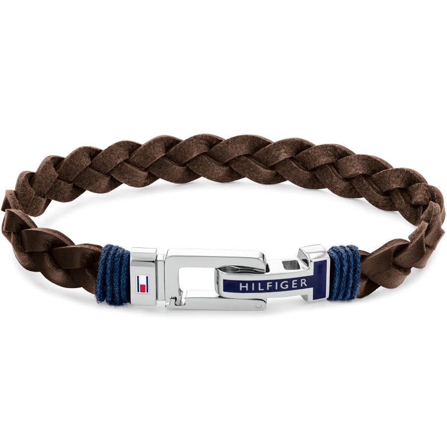 tommy hilfiger brown leather bracelet