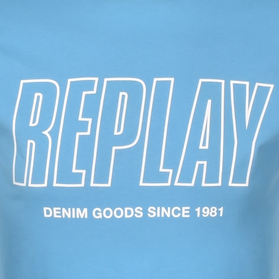 Alternative Image for ProductReplay Logo Crew Neck T Shirt Blue3