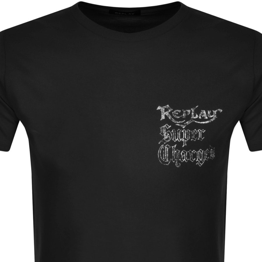Alternative Image for ProductReplay Logo Crew Neck T Shirt Black2