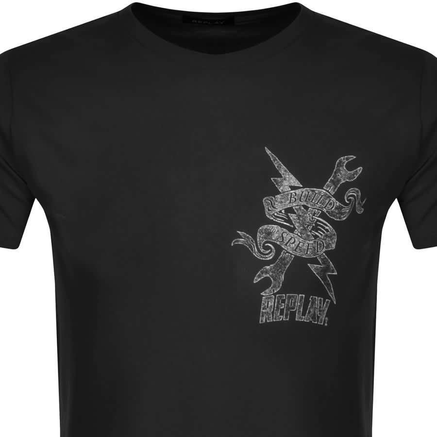 Alternative Image for ProductReplay Logo Crew Neck T Shirt Black2