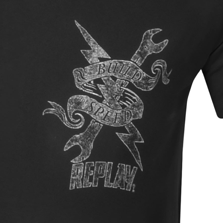 Alternative Image for ProductReplay Logo Crew Neck T Shirt Black3