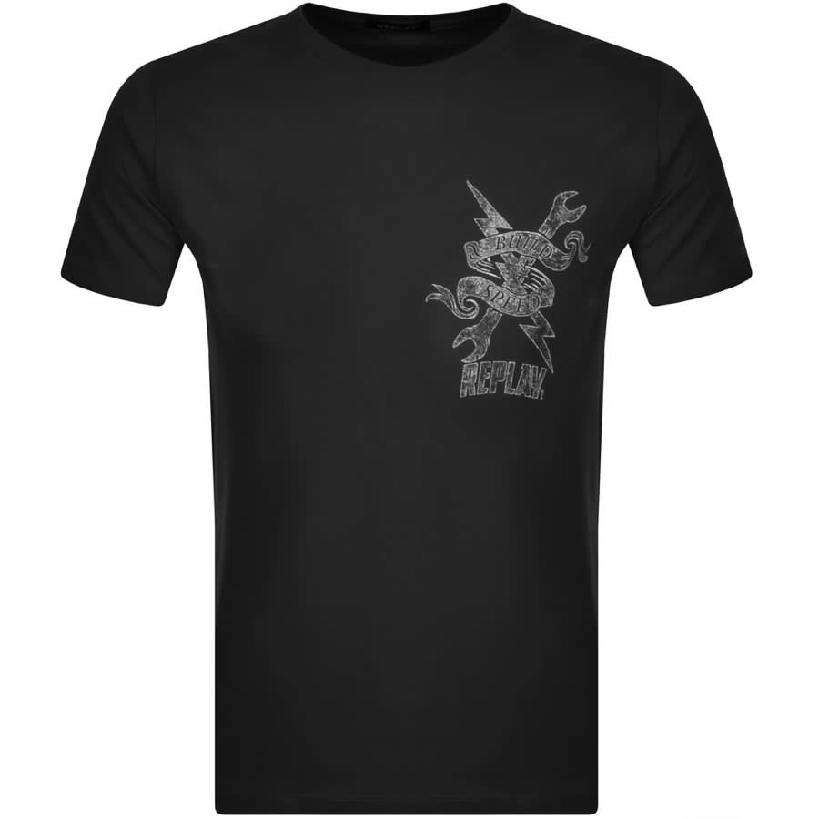 Alternative Image for ProductReplay Logo Crew Neck T Shirt Black1