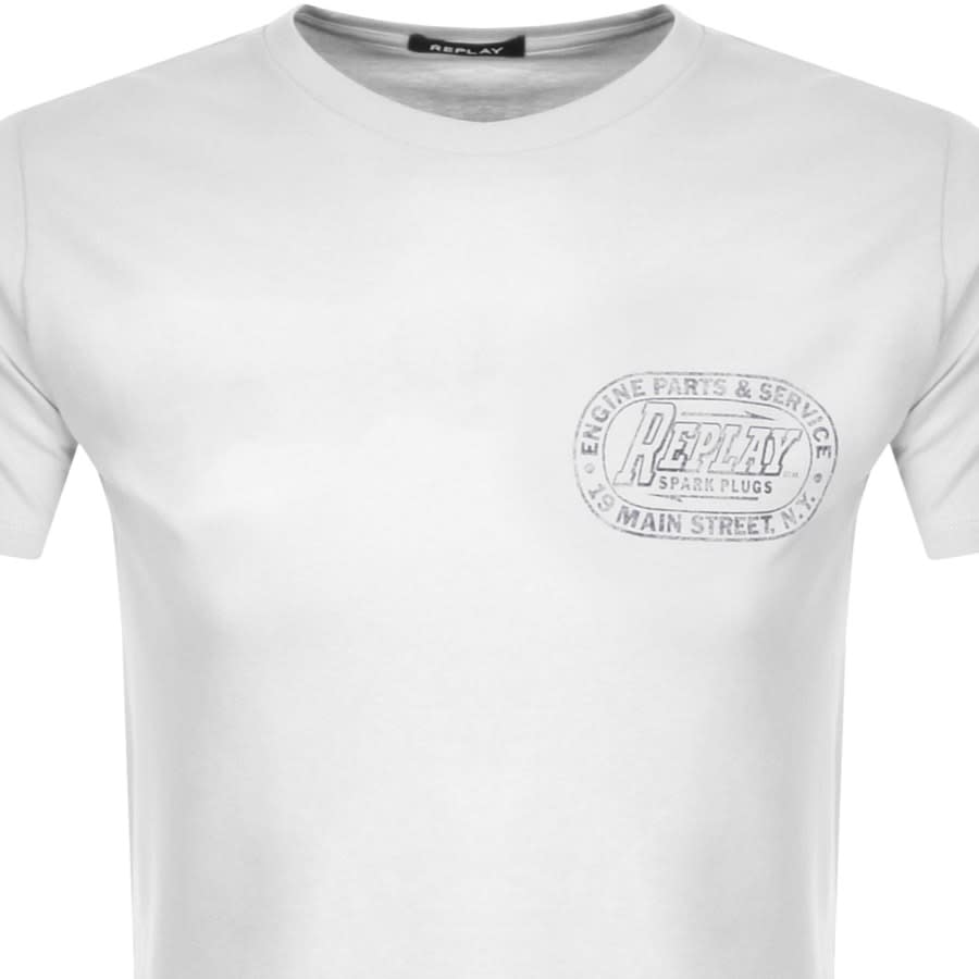 Alternative Image for ProductReplay Logo Crew Neck T Shirt White2