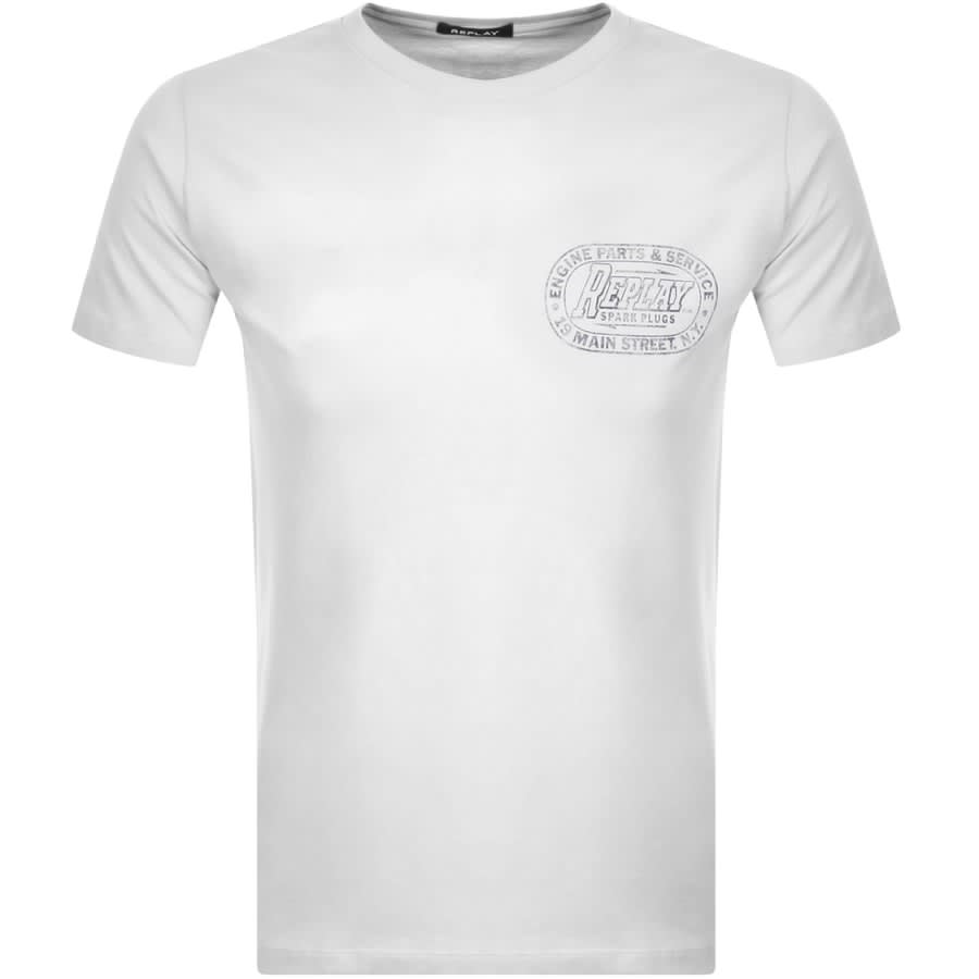 Alternative Image for ProductReplay Logo Crew Neck T Shirt White1