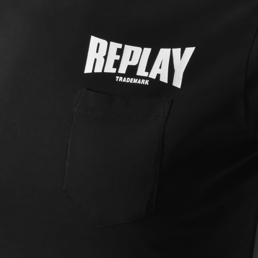 Alternative Image for ProductReplay Logo Crew Neck T Shirt Black3