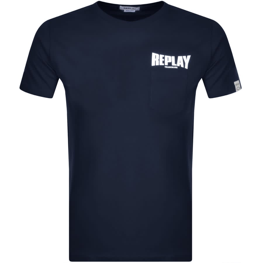 Alternative Image for ProductReplay Logo Crew Neck T Shirt Navy1
