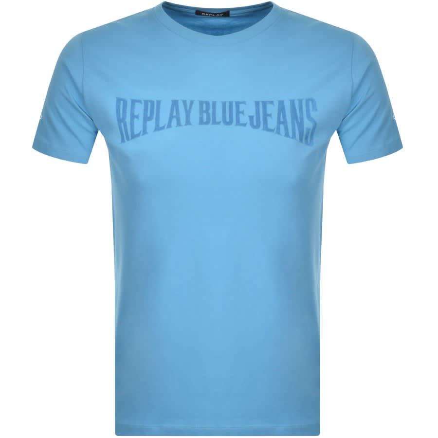Alternative Image for ProductReplay Logo Crew Neck T Shirt Blue1