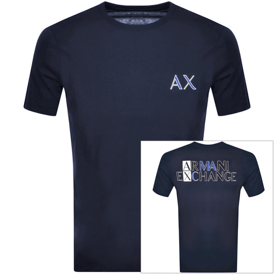 Alternative Image for ProductArmani Exchange Crew Neck Logo T Shirt Navy1
