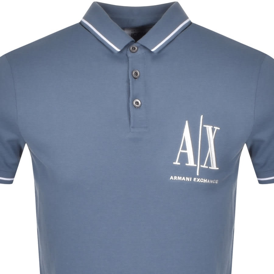 Alternative Image for ProductArmani Exchange Tipped Logo Polo T Shirt Blue2