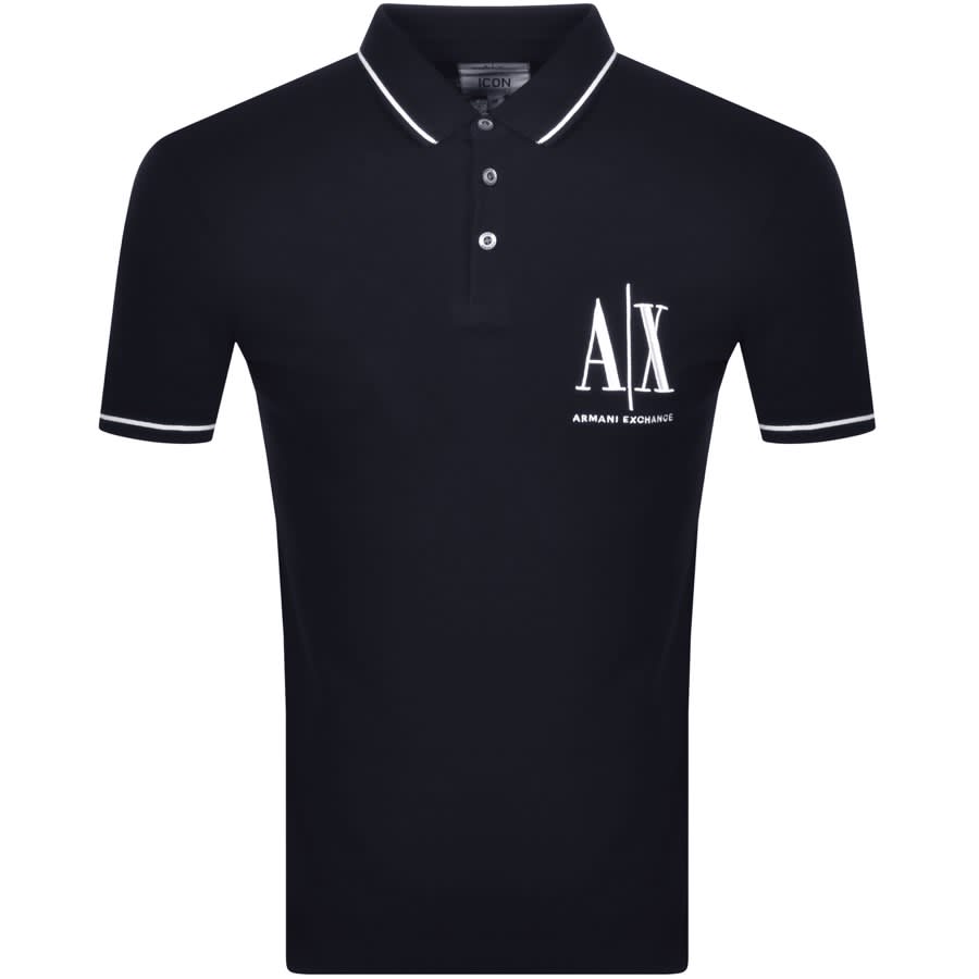 Alternative Image for ProductArmani Exchange Tipped Logo Polo T Shirt Navy1