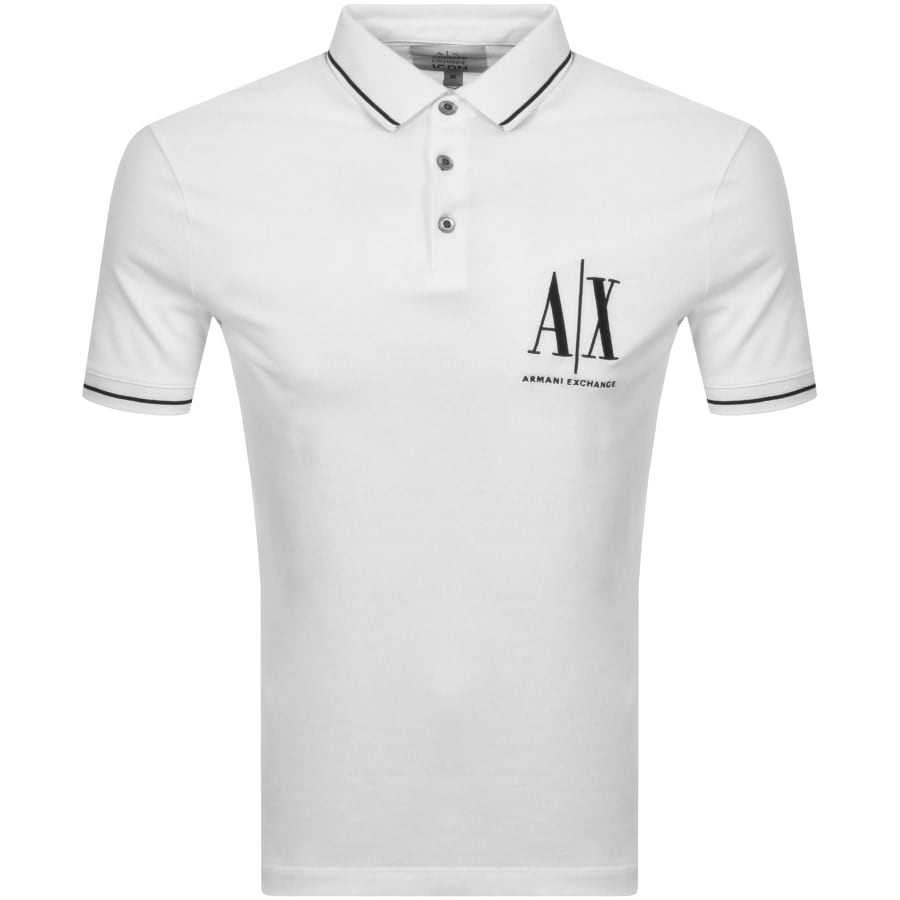 Alternative Image for ProductArmani Exchange Tipped Logo Polo T Shirt White1
