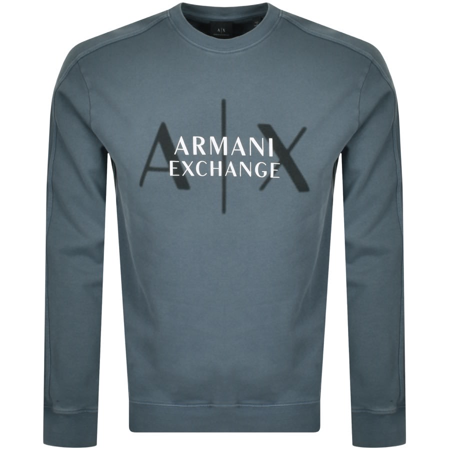 Alternative Image for ProductArmani Exchange Crew Neck Logo Sweatshirt Blue1