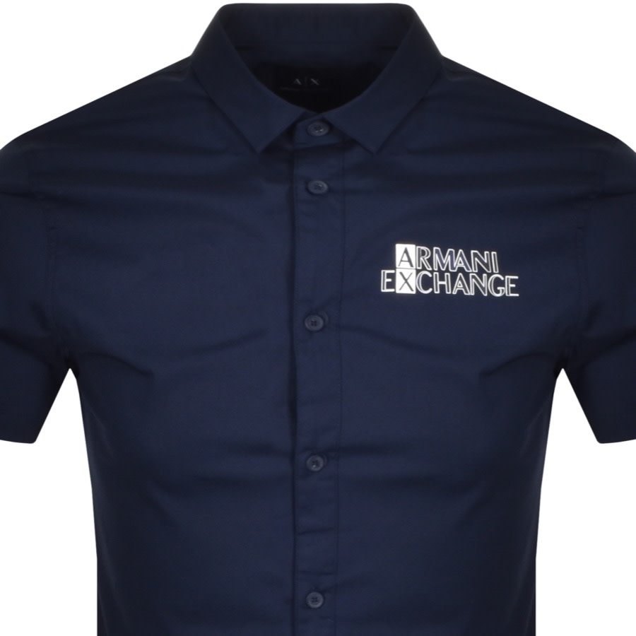 Alternative Image for ProductArmani Exchange Slim Fit Short Sleeved Shirt Navy2