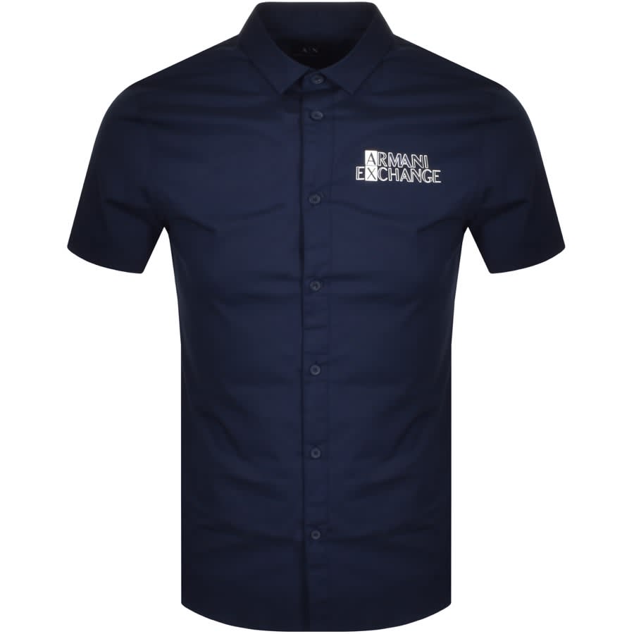 Alternative Image for ProductArmani Exchange Slim Fit Short Sleeved Shirt Navy1