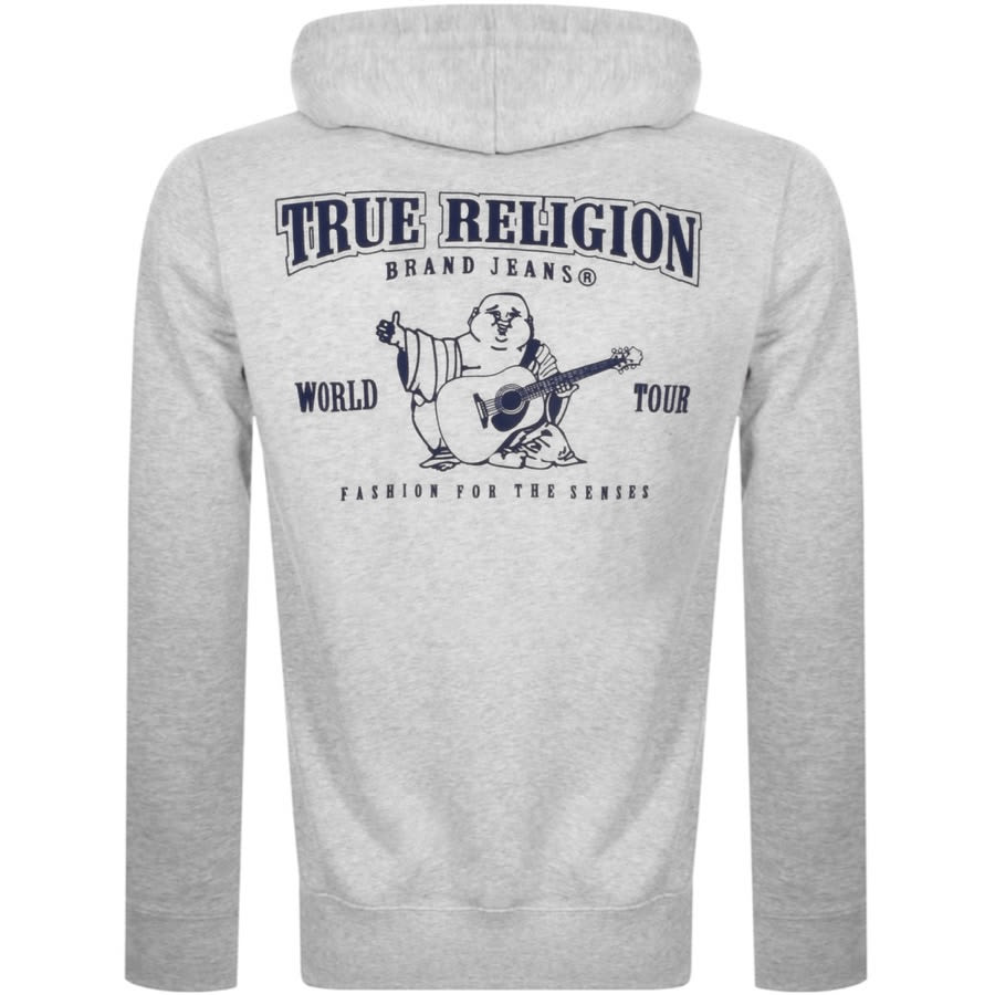 True Religion Logo Zip Hoodie Grey | Mainline Menswear
