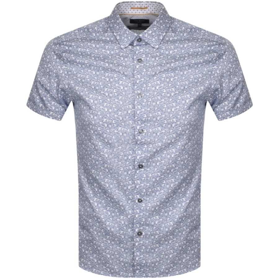 Alternative Image for ProductTed Baker Mini Leaf Print Short Sleeve Shirt Blue1