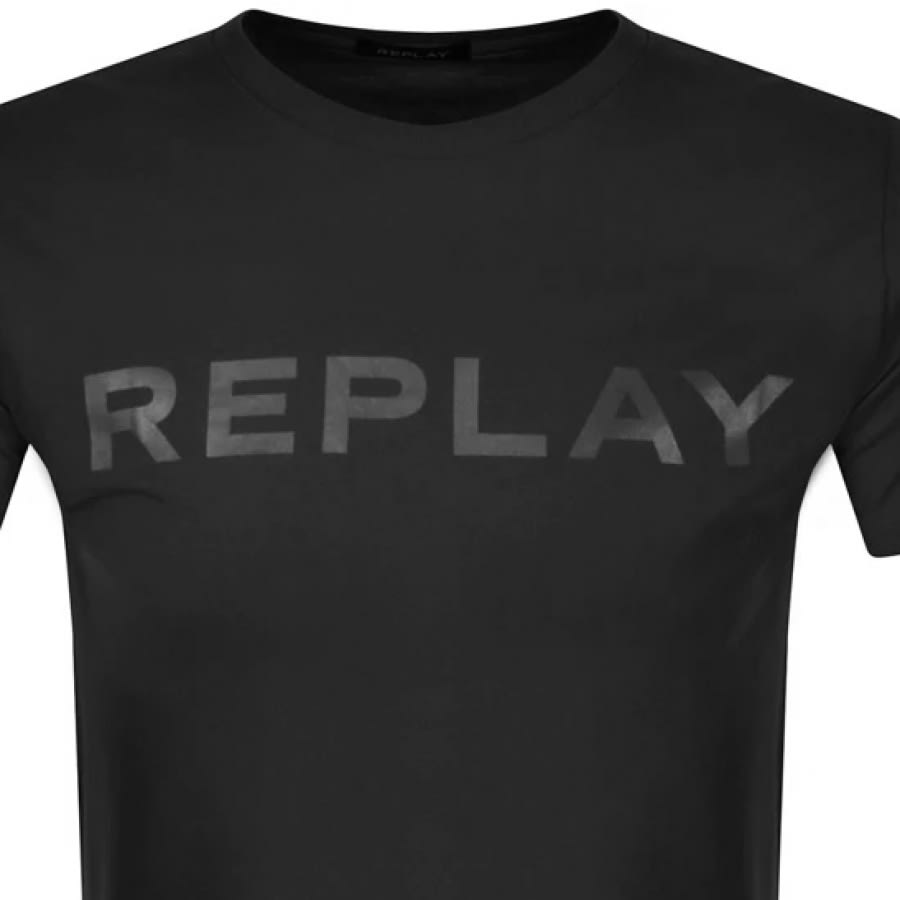Alternative Image for ProductReplay Logo Crew Neck T Shirt Black3