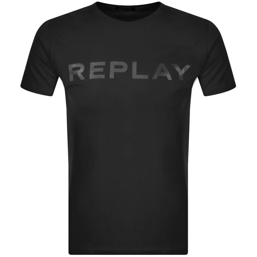 Alternative Image for ProductReplay Logo Crew Neck T Shirt Black1