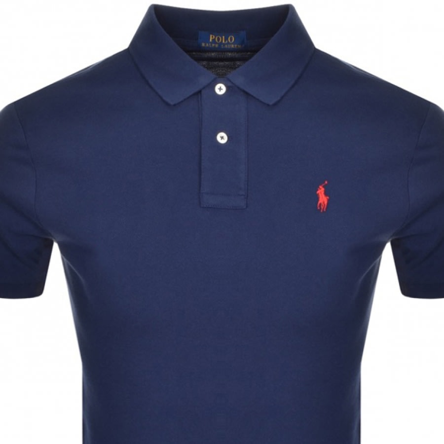 Alternative Image for ProductRalph Lauren Custom Slim Fit Polo T Shirt Navy2