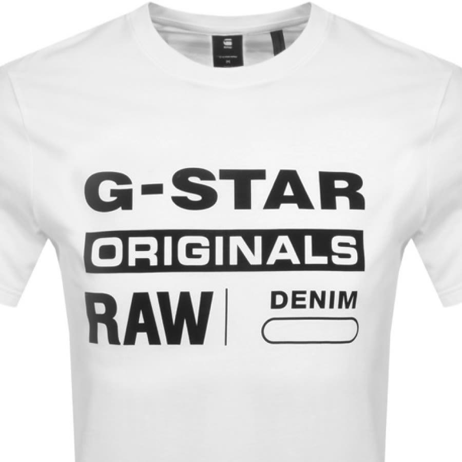 Alternative Image for ProductG Star Raw Logo T Shirt White2