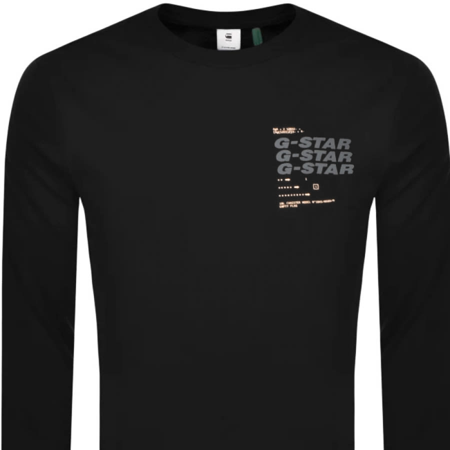 Alternative Image for ProductG Star Raw Big Back Logo Long Sleeved T Shirt Blac2