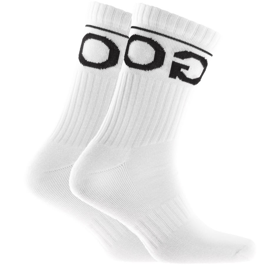 Alternative Image for ProductHUGO Double Pack Logo Socks White1