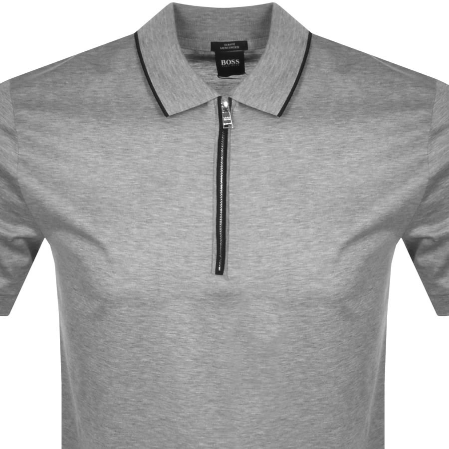 Alternative Image for ProductBOSS Polston 22 Half Zip Polo T Shirt Grey2