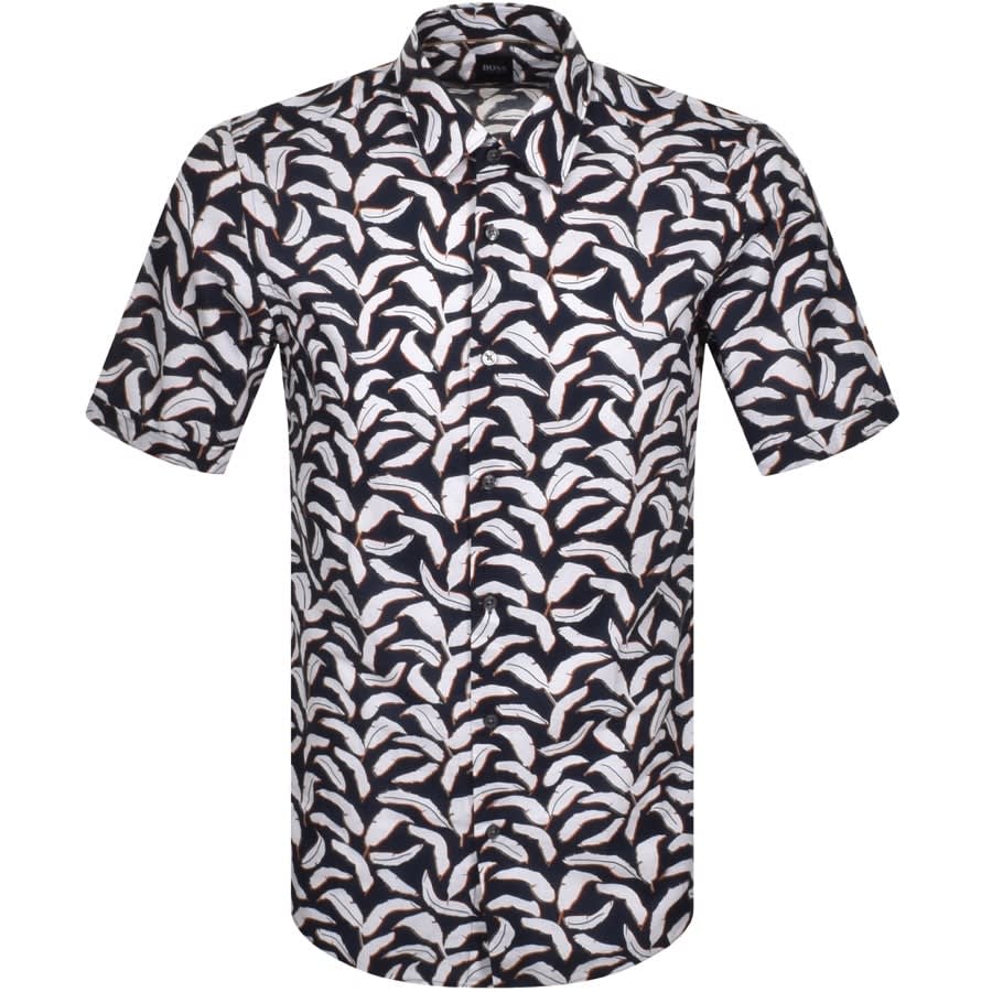 Alternative Image for ProductBOSS Luka Print Short Sleeve Shirt Navy1