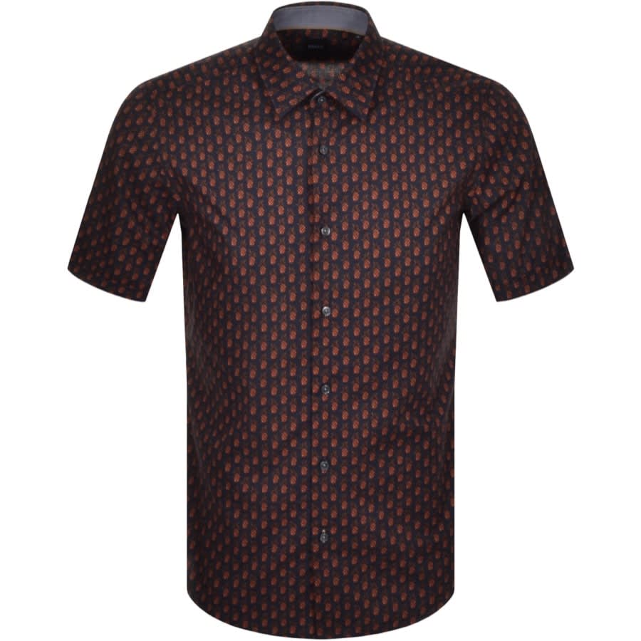 Alternative Image for ProductBOSS Luka Print Short Sleeve Shirt Orange1