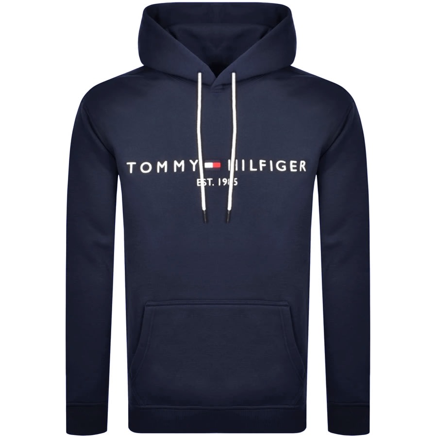 Tommy Hilfiger Logo Pullover Hoodie Navy | Mainline Menswear United States