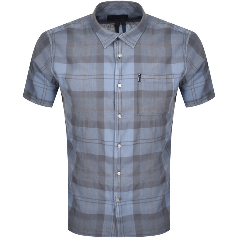 Barbour Tartan Short Sleeved Shirt Blue | Mainline Menswear