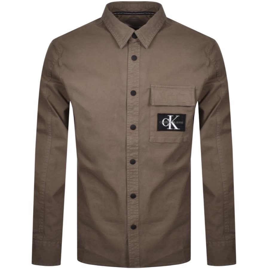 Alternative Image for ProductCalvin Klein Jeans Logo Long Sleve Shirt Brown1