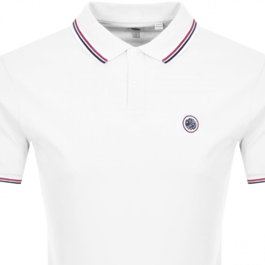 Alternative Image for ProductPretty Green Tipped Polo T Shirt White2
