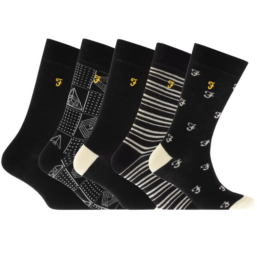 Alternative Image for ProductFarah Vintage Greaves 5 Pack Socks Black1