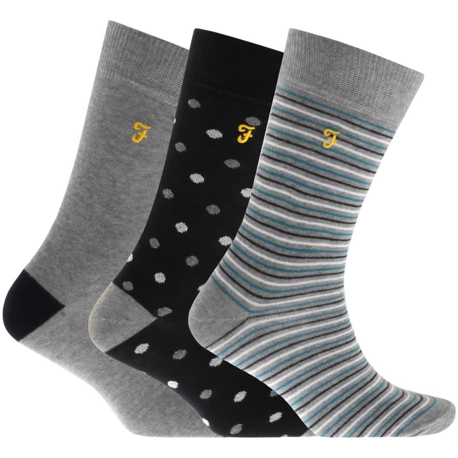 Alternative Image for ProductFarah Vintage Montfort 3 Pack Socks Grey1