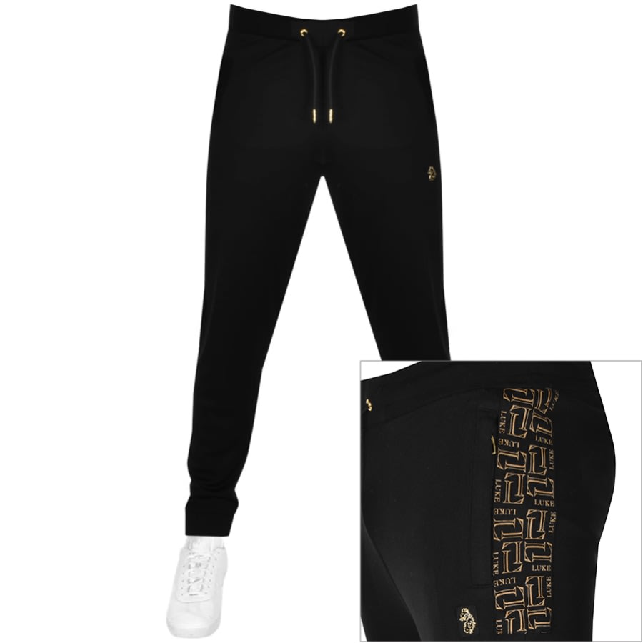 Alternative Image for ProductLuke 1977 Hibbitt Taped Jogging Bottoms Black1
