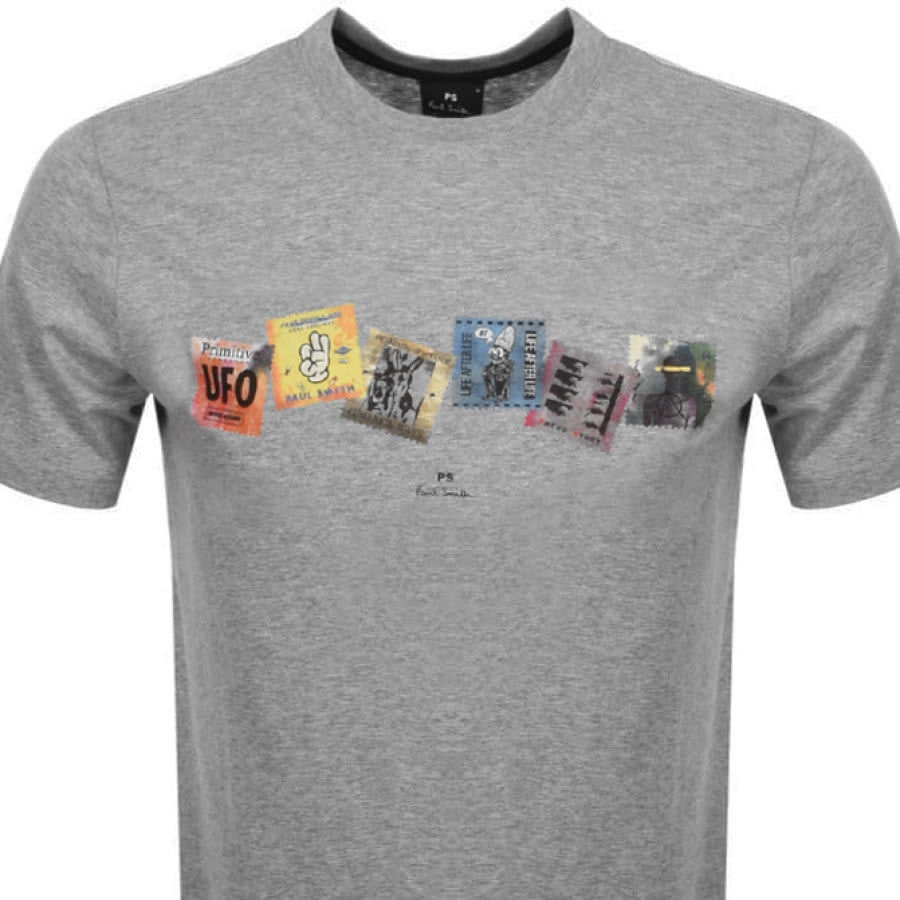 Alternative Image for ProductPS By Paul Smith Stamps T Shirt Grey2