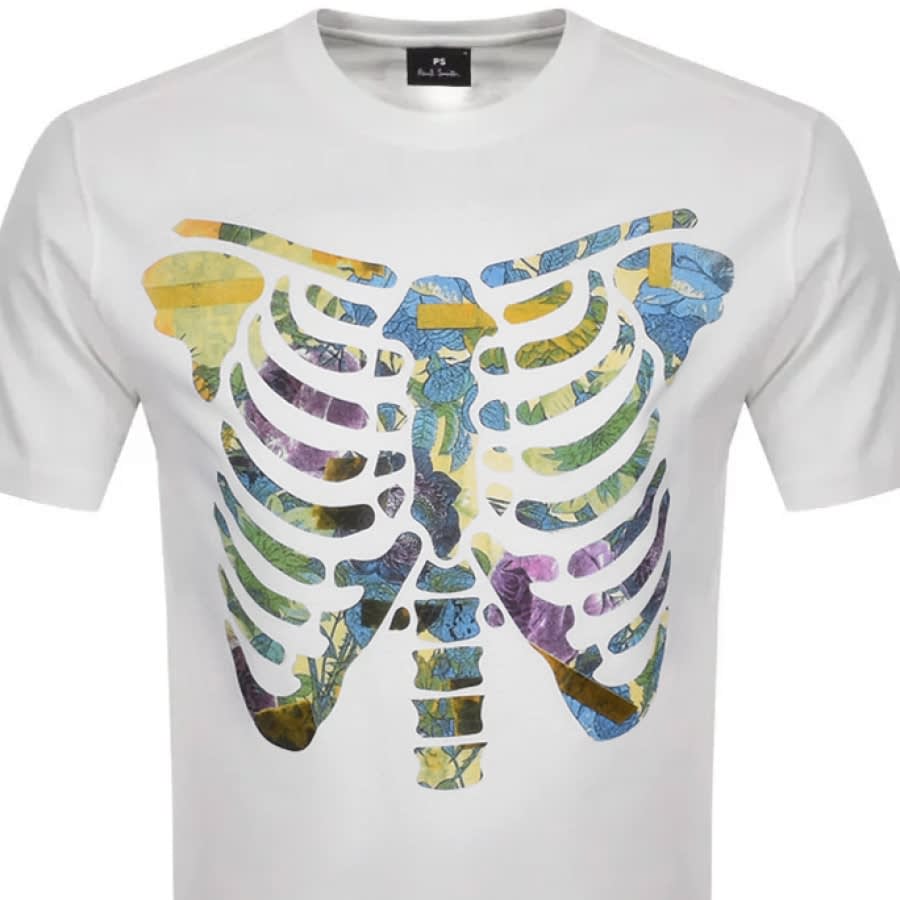 Alternative Image for ProductPS By Paul Smith Floral Ribs T Shirt White2