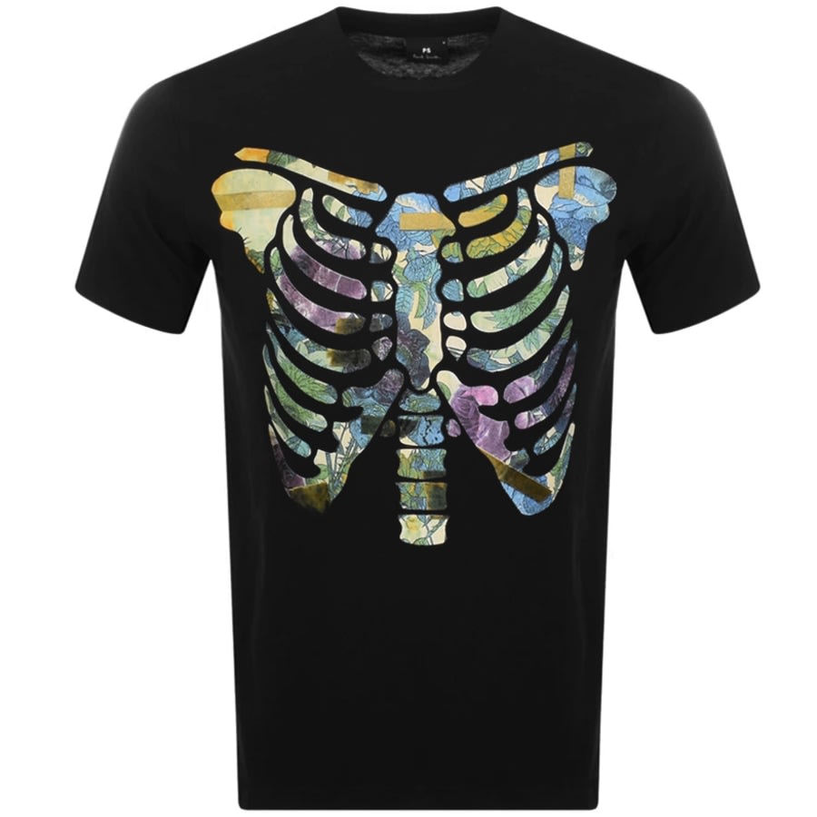 Alternative Image for ProductPS By Paul Smith Floral Ribs T Shirt Black1