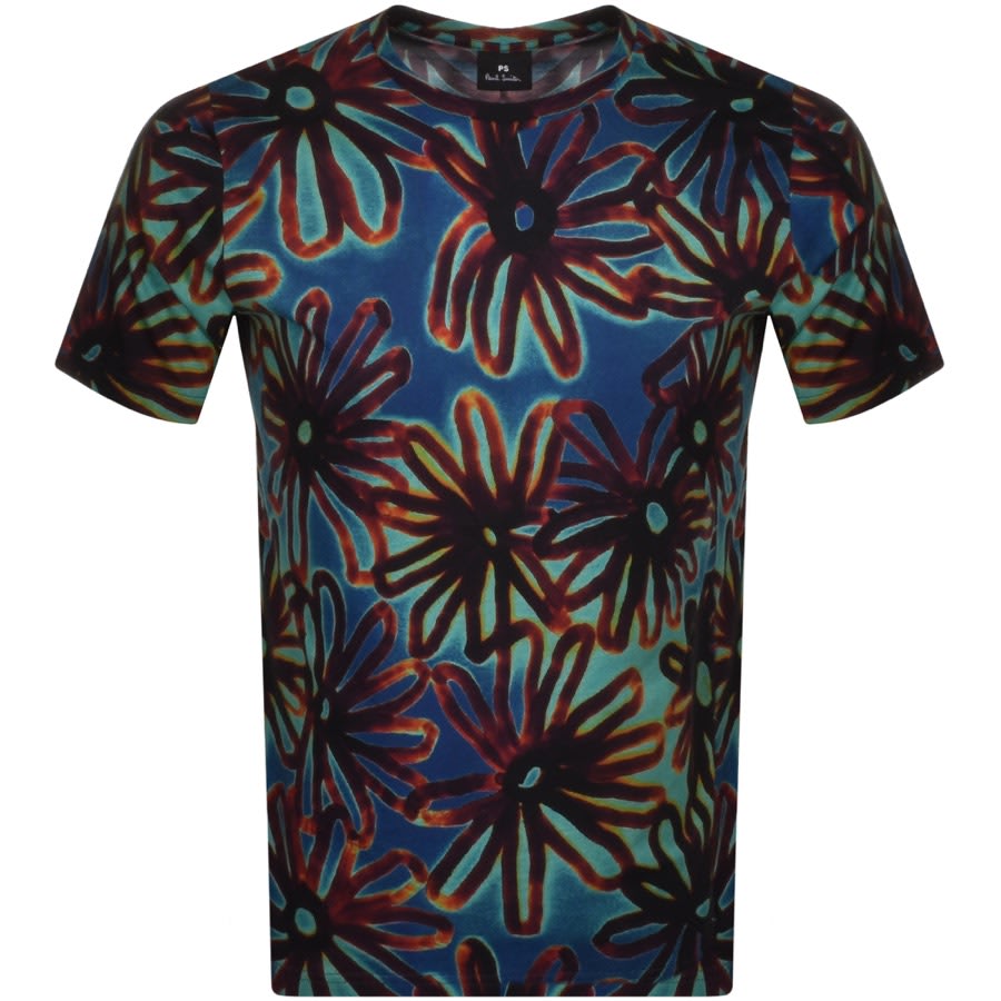 Alternative Image for ProductPS By Paul Smith Acetate Floral T Shirt Navy1
