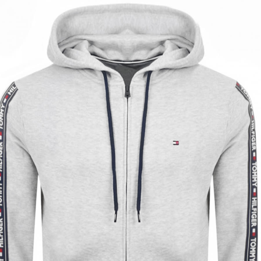 Alternative Image for ProductTommy Hilfiger Lounge Taped Logo Zip Hoodie Grey2