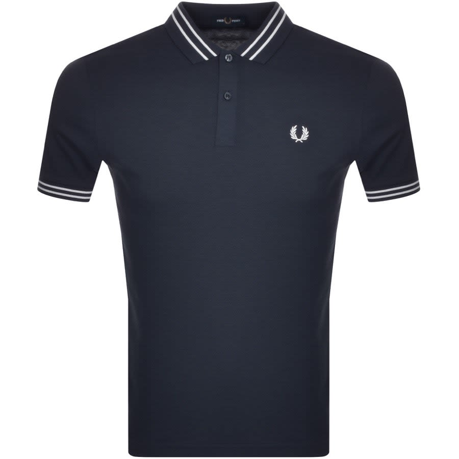 Fred Perry textured Panel Polo T Shirt Navy | Mainline Menswear