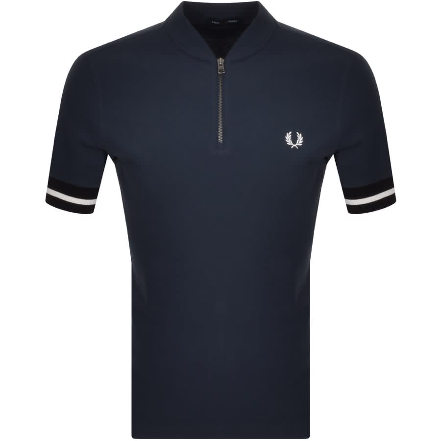 Alternative Image for ProductFred Perry Tipped Cuff Zip Neck Polo T Shirt Navy1