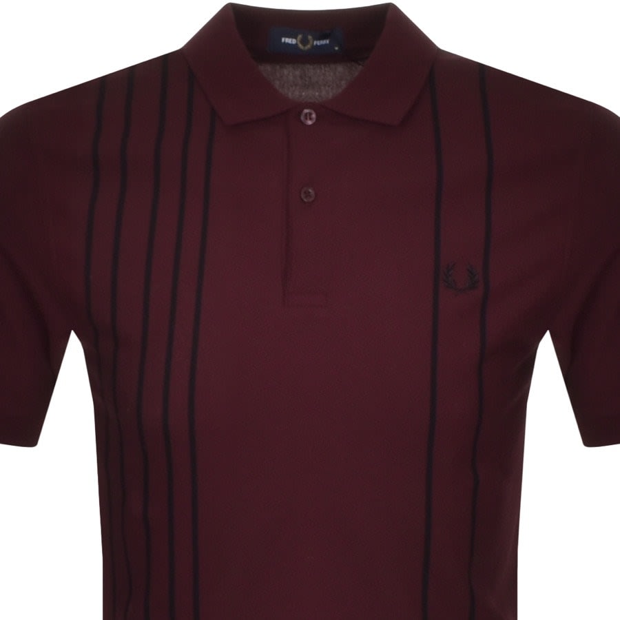 Alternative Image for ProductFred Perry Refined Stripe Polo T Shirt Burgundy2